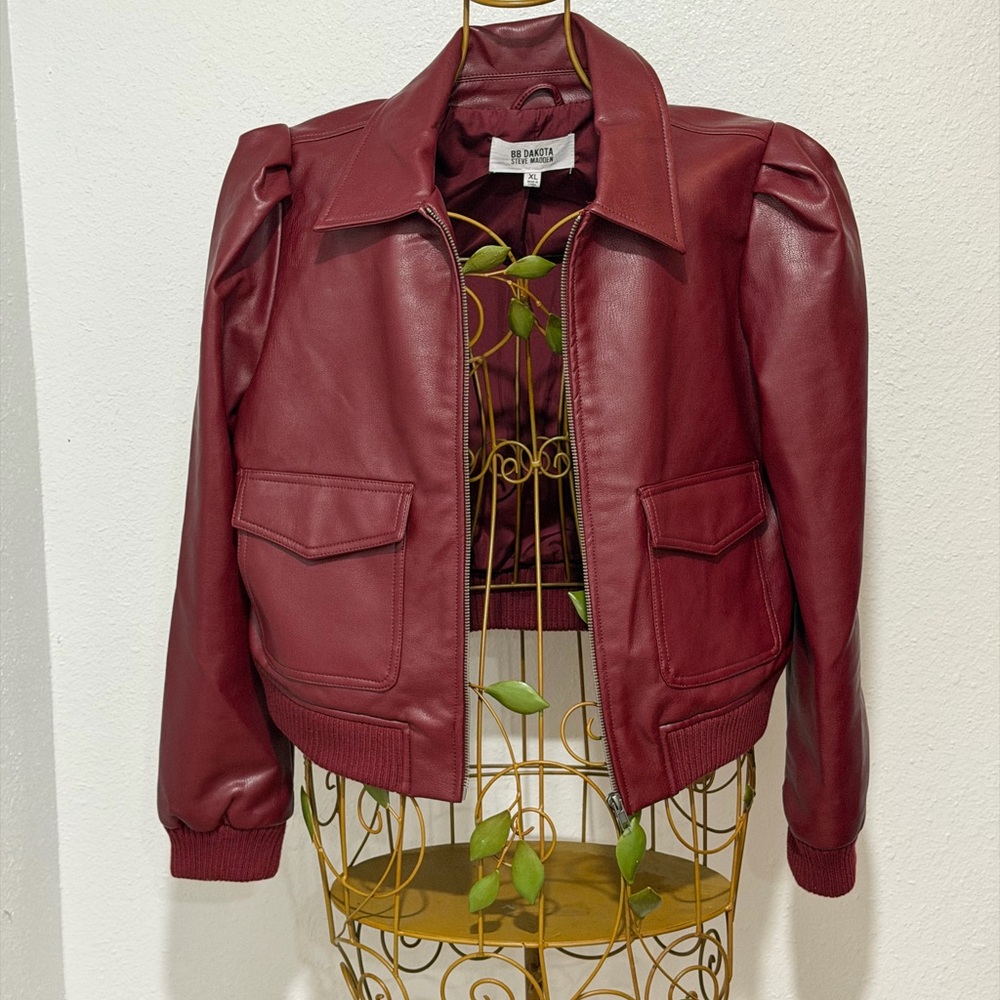 BB Dakota Burgundy Leather Jacket